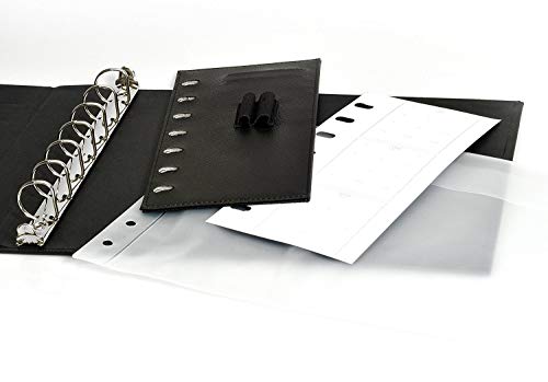 Premium 7 Ring Business Check Binder for 3 on a Page Checks - Large Storage Pouch, Calendar, and Pen Included, | 600 Check / 200 (9" x 13") Sheet Capacity, Black - Thumbnail 5