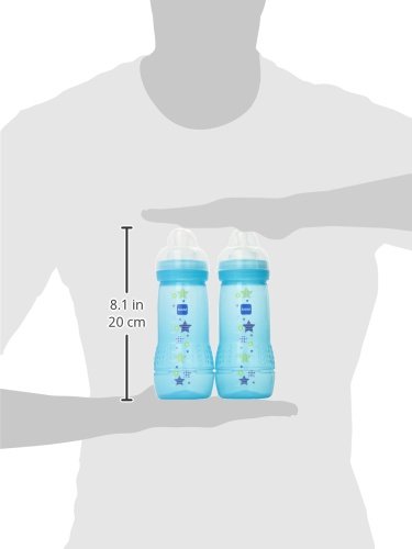 MAM Baby Bottle, Boy, 11 Ounces, 2-Count