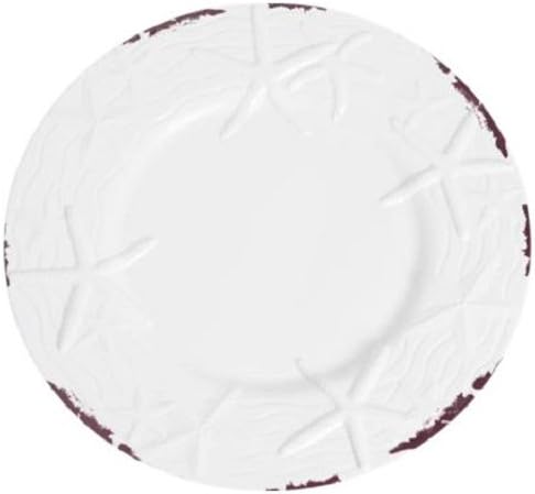 Galleyware Classic White Raised Starfish Melamine Dinner Plates (Set of 6)