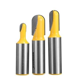 Generic 3Pcs 1/2 Inch Shank Core Box Router Bit Set U-Shaped Woodworking Chisel Cutter