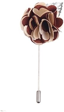 Clears Brown and Cream Metal Fabric Floral Lapel Pin Brooch for Women and Men