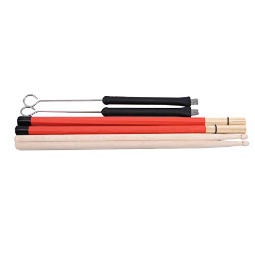 YouCY Drum Stick Brush Set, Classic Wood Drum Sticks Drum Brushes for Jazz Folk with Storage Bag