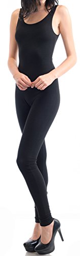 URBAN K WOMENS Active Plus and Regular Size Yoga Wear Sleeveless Unitard Bodysuit Jumpsuits, Ubk310_black, Large
