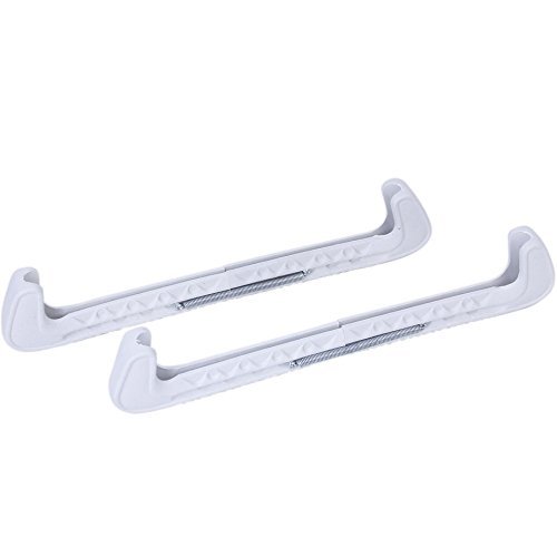 Ice Skate Guards Plastic Ice Skate Walking Blade Guards Protector Covers Adjustable (White)