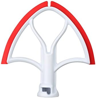 Flat Beater Blade with Flex Edge Bowl Scraper for KitchenAid 4.5 and 5 Quart Tilt-Head Stand Mixer, USA Design… (red)