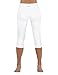 ODODOS Power Flex Yoga Capris Pants Tummy Control Workout Running 4 Way Stretch Yoga Capris Leggingss With Hidden Pocket,White,Medium