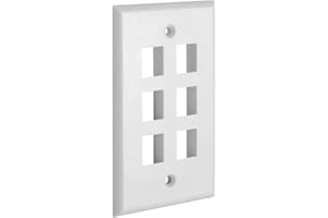 Cmple - 6 Port Keystone Wall Plate 1 Gang Wall Plate with Standard Size Ethernet Wall Plate Keystone Wall Plate Compatible with Keystone Jack, HDMI Keystone - White