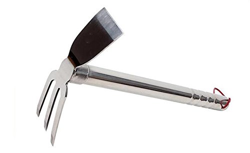 Mengbaobao MBB Stainless Steel Garden Hoe Rake Hand Tool Digging Weeding Seeding Cultivating Multipurpose