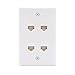 VCE 4 Port Cat6 Female to Female Connector Wall Plate, UL Listed RJ45 Keystone Jack Inline Coupler FacePlates - White