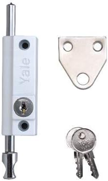 Yale P-124-WE Door Pushbolt, White Finish, Standard Security, Visi Packed, suitable for aluminium doors and wooden doors