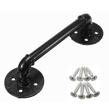 Generic Black Iron Pipe Door Handle 29 5cm Threaded Pipe Drawer