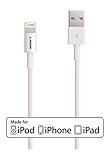 Apple MFI Certified, Liger® Apple Certified Lightning to USB Sync & Charge Cable Made for iPhone 6, 6S, 6 plus (3.4 Feet), for iPad (5th Generation) (White)