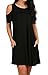 OFEEFAN Women's Off The Shoulder Summer Swing Tank Sundress Black S