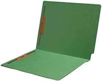 11 pt Color Folders, Full Cut Single Ply End Tab, Letter Size, Fastener Pos #1 &amp; #3, Green (Box of 50)