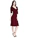 Sue&Joe Women's 3/4 Sleeve Dress Ruched Waist Classy V-Neck Casual Cocktail Dress, Burgundy, Tagsize3XL=USsize16-18