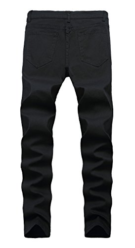 Qazel Vorrlon Men's Light Blue Skinny Ripped Jeans Destroyed Distressed Pencil Pants Black,Size 36