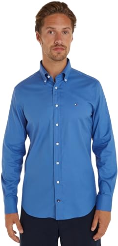 Tommy Hilfiger Herren Hemd Oxford Regular-Fit Langarm, Blau (Shirt Blue), 37