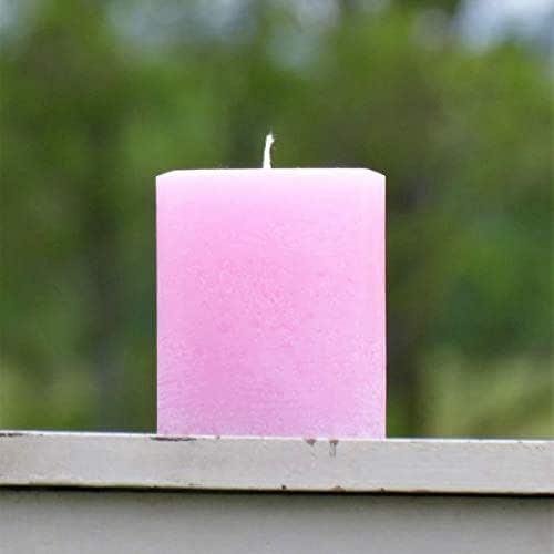 Rustic Textured Pale Blush Pink Unscented Pillar Candle