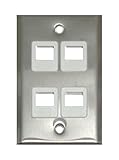 C2G/Cables to Go 37096 Four Port Keystone Single Gang Wall Plate- Stainless Steel