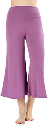 JNTOP Women's Premium Gaucho Capri Palazzo Flare Pants Mauve Large