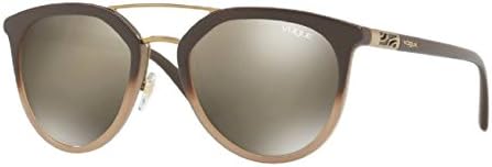 Luxxotica Women's Plastic Woman Non-Polarized Iridium Round Sunglasses, Opal Brown Gradient Brow, 52 mm