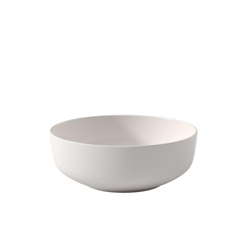 Villeroy & Boch - Afina Salad Bowl Made of Premium Porcelain, Medium Bowl for Serving, Made in Germany, Dishwasher and Microwave Safe, Stackable, White