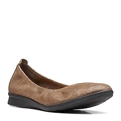 Clarks Women's Jenette Ease Ballet Flat, Pewter, 8