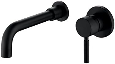 Bathroom Sink Faucet Wall Mount Single Handle Basin Mixer Tap, Black