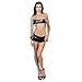 Aerusi Women’s Sexy Wet Look PU Leather Bandeau Top and Mini Skirt Lingerie Set Black (One Size Fits Most)