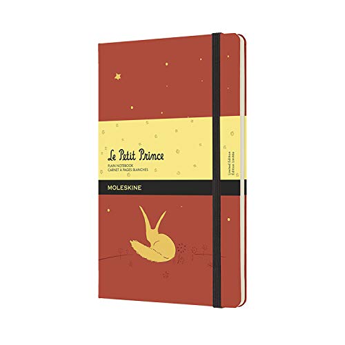 Moleskine, The Little Prince Limited Edition Notebook, White Layout and Hard Cover, Large Format 13x21 cm, Coral Orange Colour, 192 Pages