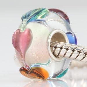 Love Goes Round Hearts Murano Glass Authentic 925 Sterling Silver Solid Core Charm Fits Europen Style Bracelets