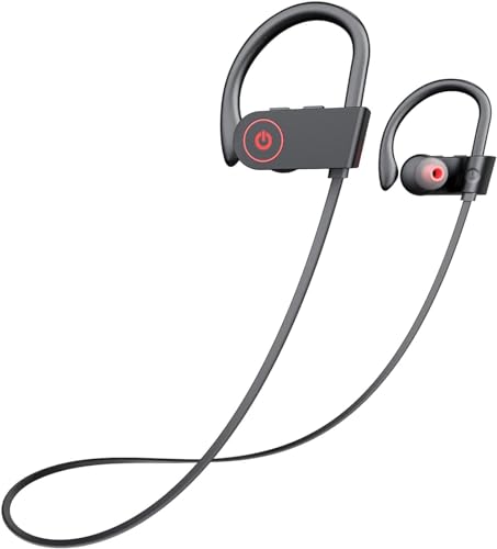 JOYWISE Bluetooth Headphones 5.3 Wireless Earbuds IPX7 Waterproof & 16Hrs Long Battery Over-Ear Stereo Bass Earphones Earhooks Running Headset with Mic & Storage Bag for Running, Gym, Workout