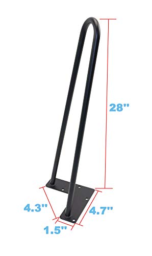 Hairpin Legs Cofee Table Metal Material ï¼ˆ28" 2Rod 1/2" Black Set of 4ï¼‰By Mrhardware
