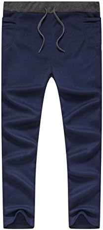 Boy's Slim Fit Skinny Cotton Running Jogger Pants (8 Slim, Navy blue)