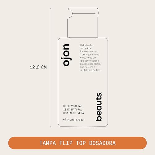 Óleo de Ojon - Crescimento Capilar, Reparador de Pontas, Umectacao Capilar e Fortalecimento dos Fios – Natural com Aloe Vera - Com Tampa Gotejadora, 140ml, Beauts