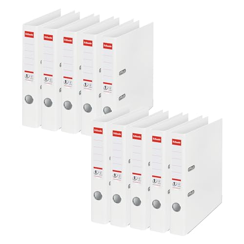 Esselte No.1 Plastic Lever Arch File A4 50mm White (Pack of 10)