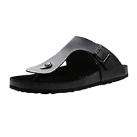 VVFamily Mens Flip Flops Thongs Slippers Cork Slides Sandals Slip On Sandles (EU 46, Black Black)