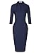 MUXXN Women's Fashion Retro 1950s 3/4 Sleeve Midi Mock Neck Slim Party Date Dresses Blue L