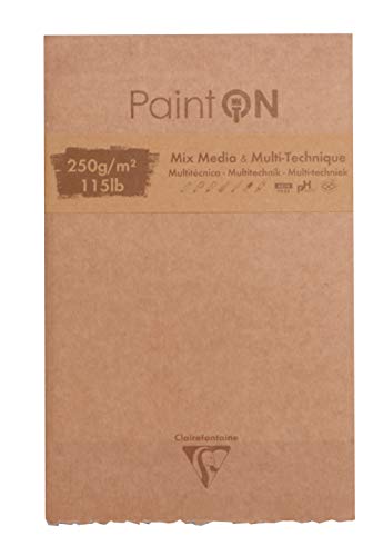 Clairefontaine - Ref 975174C - PaintOn Mix Media & Multi-Technique Pad (50 Sheets) - 13.9x21.5cm Size, 250gsm Paper, Acid Free - Suitable for Multiple Techniques