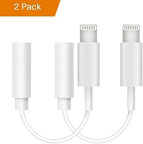 2 Pack Lightning Adapter,Tujer Lightning Connector to 3.5mm Headphone Earphone Extender Jack Adapter Convenient and Suitable for iPhone 7/7 Plus/8/8 Plus/X and More -not supports ios 10.3 or later