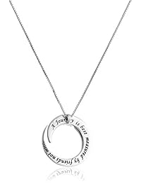 Collar de plata esterlina con pendiente circular "A journey is best measured by friends not miles", 18 pulgadas