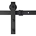 Erfect 6.6 FT Brown Basic Wood Barn Door Steel Antique Style Sliding Hardware Track Set Coffee