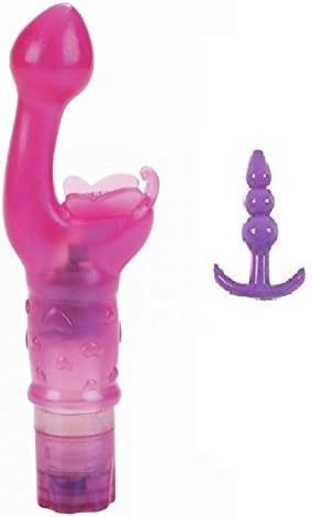 Pink Perfect Vibe Tool Kiss Women Clit Gspot Toy Power Vibe with Purple Anus Butt Plug Massage Toy for Couples