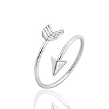 METTU Silver and Rose Gold Open Adjustable Love Arrow Ring for Girls (Silver)