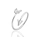 METTU Silver and Rose Gold Open Adjustable Love Arrow Ring for Girls (Silver)