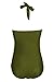 Sovoyontee Women Ruched Halter Neck One Piece Swimwear Green 3XL