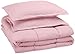 AmazonBasics Easy-Wash Microfiber Kid's Comforter and Pillow Sham Set - Full or Queen, Light Pink