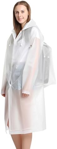 Rainfun Rain Coat EVA Packable Rain Jacket Light-Weight Easy Carry Rain Poncho Hood Trench Transparent Hat Brim For Men and Women