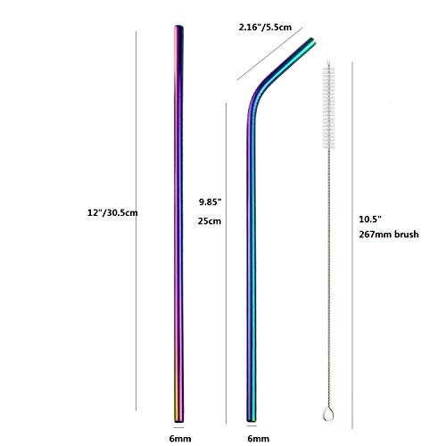 Colorful Stainless Steel Straws, 4pcs Ultra Long 12