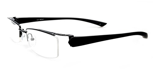 Agstum Mens Half Rimless Myopia Glasses Frame Magnetic Clip On Sunglasses (Black frame with 2pcs clip on, 53mm)